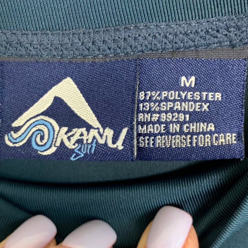 Kanu Surf Sz M Navy Blue Rash Guard Mock Neck Mid Sleeve Front Design - Picture 5 of 9